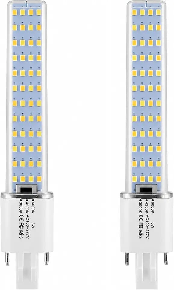 GX23 Base LED Bulbs 13W CFL Equivalent,2-Pin PL Horizontal LED Light,3 Color Selectable Warm White//Neutral White/Cool White/ 360° Beam,100–277V Plug-and-Play,CFL Replacement,2 Pack. (GX23)