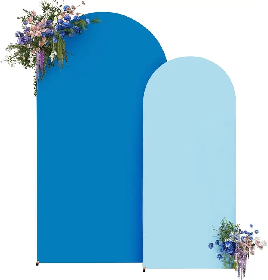 Light Blue and Dark Blue Arch Backdrop Covers 7.2FT 6FT Party Wedding Arch Covers Stretchy Backdrop Set of 2 Baby Shower Bridal Shower Photo Birthday Spandex Arch Stand Cover