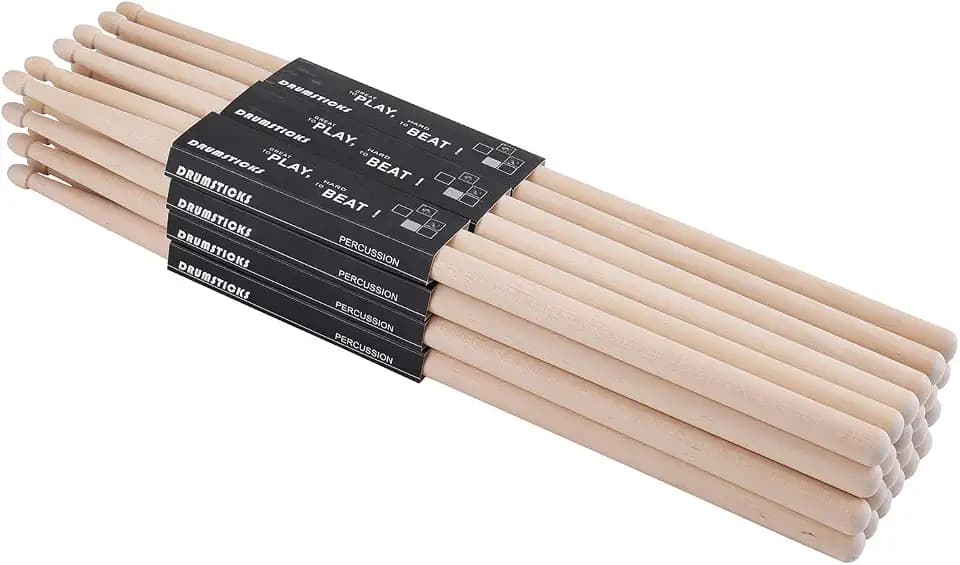 12 Pairs 5A Drum Sticks, Classic Maple Wood Drumsticks for Adults Kids and Beginners, Oval Wood Tip Drum Sticks for Jazz Drums Electronic Drums Musical Instrument Percussion