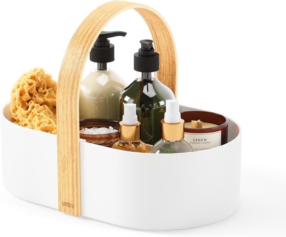 Umbra Bellwood Caddy, Make Up Organizer, Holzgriff, Klein, Weiss/Natur