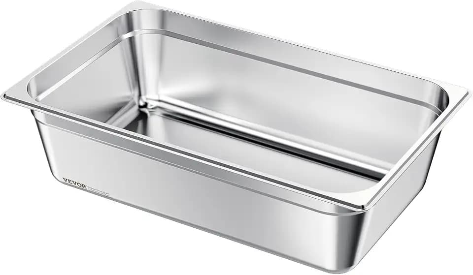 VEVOR Gastronormbehälter Hotelpfanne (volle Größe) 1 Packung 20,5 L Behälter, wiederverwendbare, rostfreie Catering-Aufbewahrung, Panierschale Speisebehälter für Party Restaurant Hotel Buffet