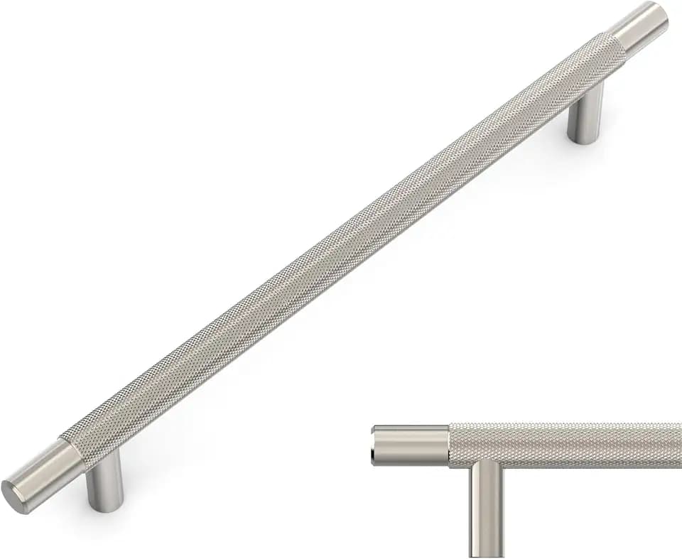 Amerdeco 10 Pack Brushed Satin Nickel Knurled Cabinet Pulls 10 Inch Hole Centers Kitchen Cabinet Handles Hardware Kitchen Handles for Cabinets Handles IH0006…