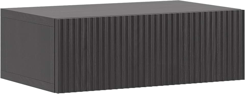 Selsey Nachttisch Beistellschrank Beistelltisch Nachtschrank 50 cm Hängend mit Schublade Portland Esche Schwarz Gefräste Fronten Nolie