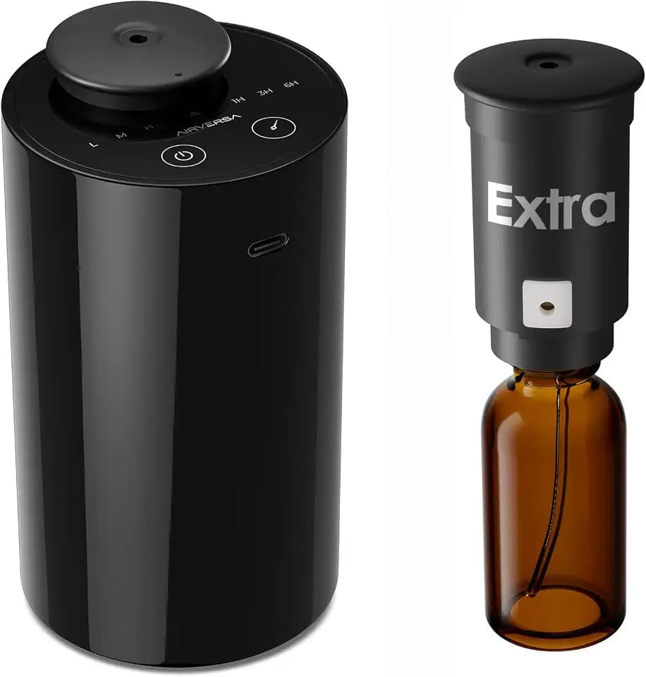 Airversa AN6 Waterless Diffuser for Essential Oil, Black + Extra Nozzle