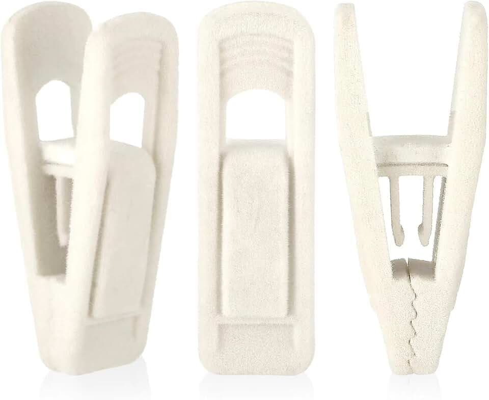 Tinfol Samt-Kleiderbügel-Clips, 24 Stück, Hosen-Samt-Clips, Kleiderbügel-Clip, Starke fingerbeflockte Clips, perfekt für die Verwendung mit schmalen Kleiderbügeln (Elfenbein)