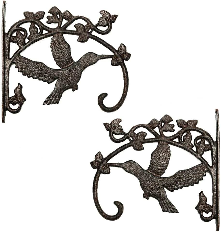 Sungmor Cast Iron Plant Hanger Wall Hooks - Hummingbird & 10.4 inch & 2PC