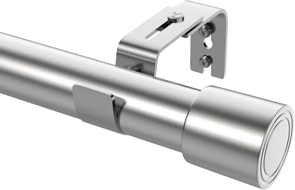 Vorhangstange Verstellbar Gardinenstange Edelstahl Gardinenstangen mit Halterungen Gardinenstange 250 cm lang für breite Fenster, Studios, Büroräume, 84-290 cm