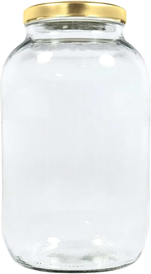 Mikken XL Einmachglas 3400ml mit Schraubverschluss Gold, Vorratsglas Glasdose inkl. Beschriftungsetikett