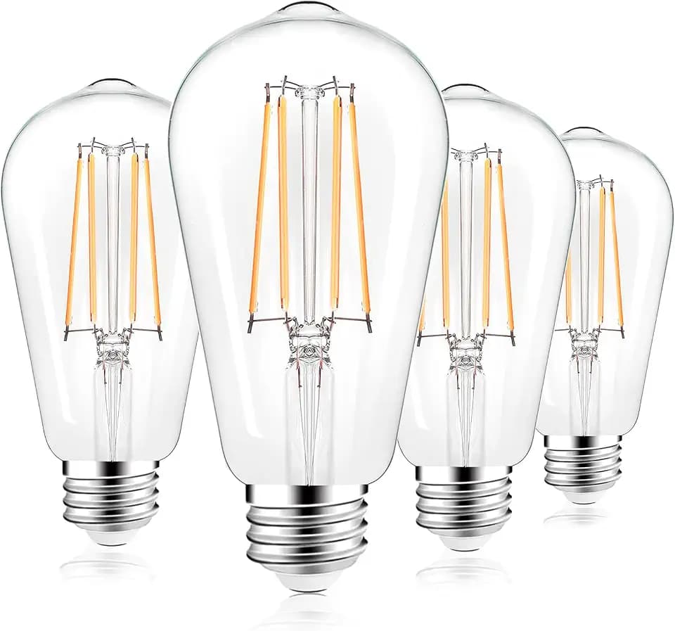 PARTPHONER ST58 E26 LED Light Bulbs, 6W Dimmable Neutral White 4000K 4 Pack