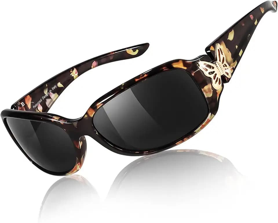 TJUTR Polarized Sunglasses for Women with Wrap Around Butterfly Design