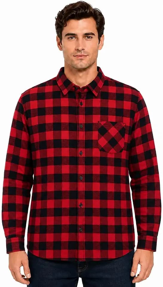 Krumba Men's Flannel Plaid Shirt: Long Sleeve
