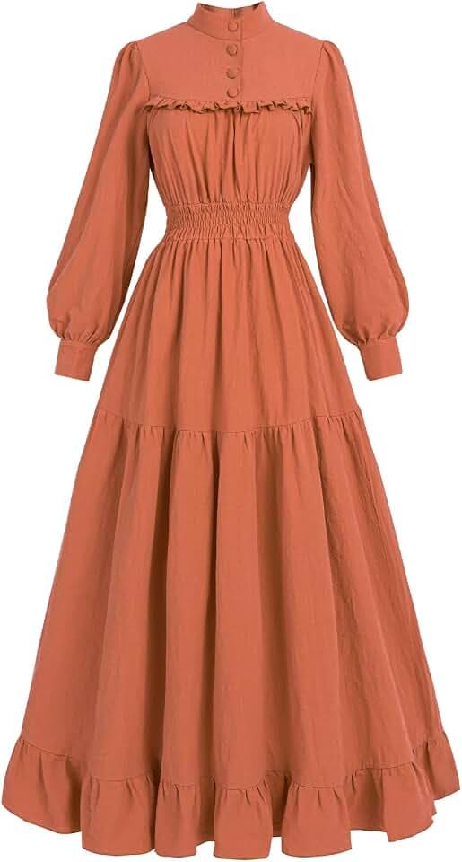CR ROLECOS Schwarzes viktorianisches Kleid für Damen, langärmelig, edwardianisches Kleid, Gothic, Renaissance-Kostüm