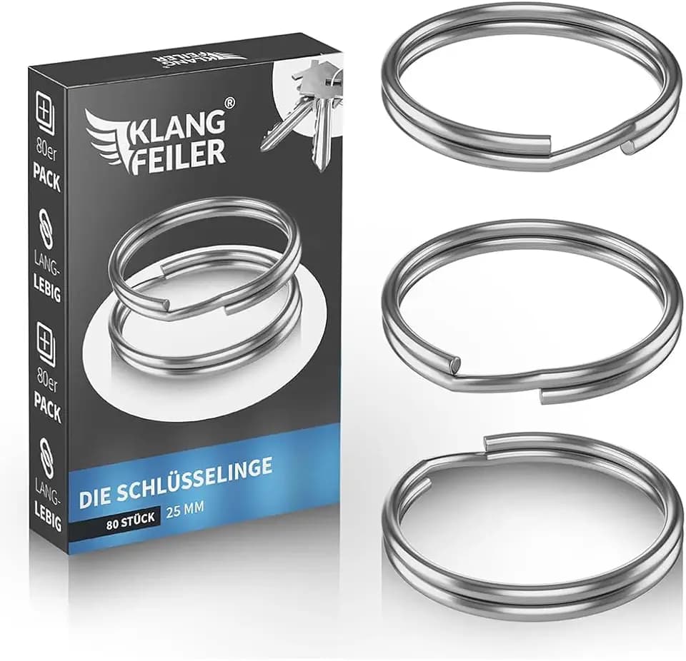 Klangfeiler® 80 Schlüsselringe | 25mm Durchmesser | Ringe für Schlüssel