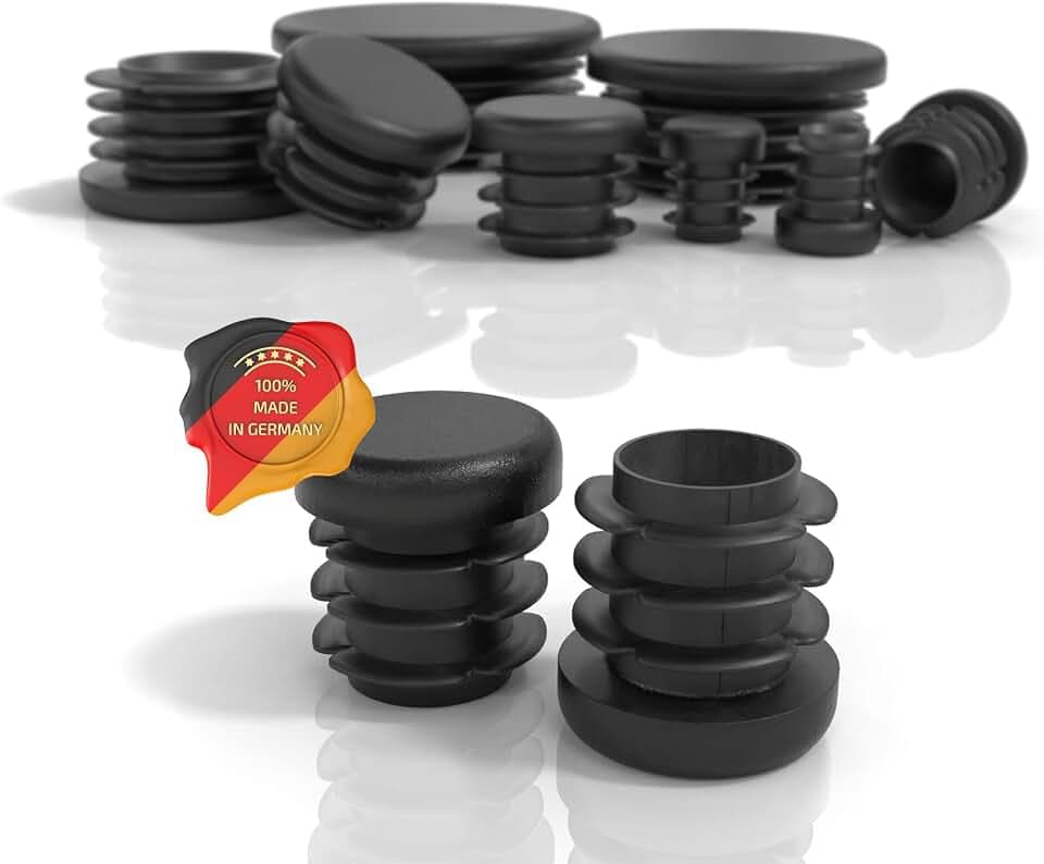 PD® Lamellenstopfen Rund 18mm Rundrohr - Endkappen Schwarz | 10 Stück