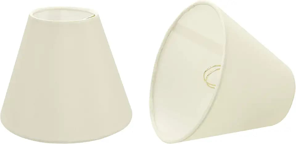 Aspen Creative 32123-2A Small Hardback Empire Shape Chandelier Clip-On Lamp Shade Set (2 Pack), Transitional Design in Ivory, 6" bottom width (3" x 6" x 5")