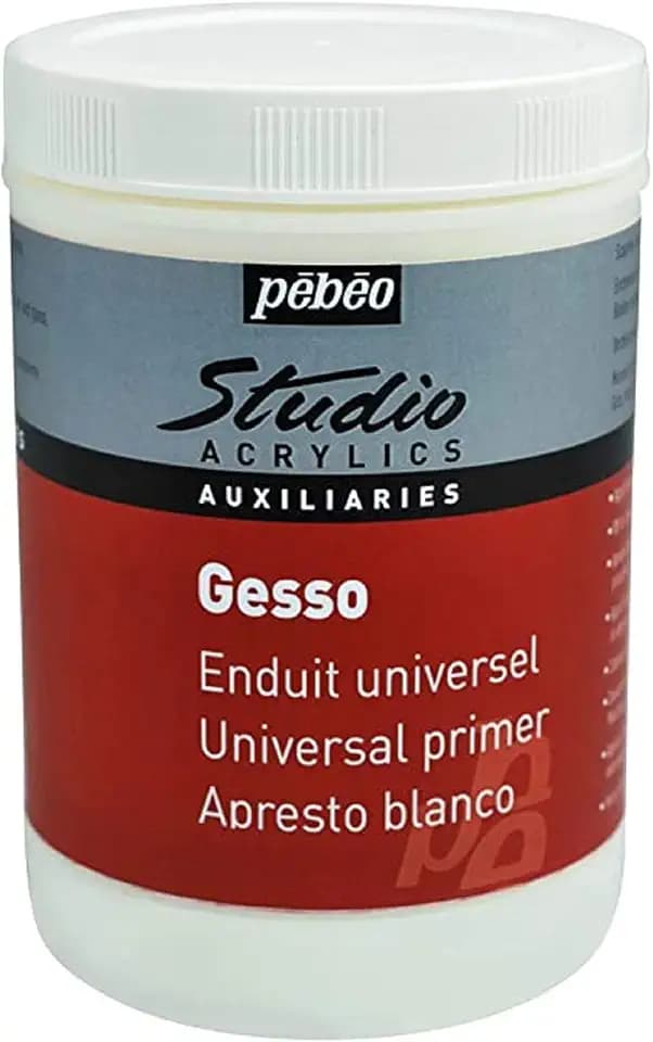 Pébéo - Studio Acrylic - Gesso Weiss - Vorbereitung des Malgrundes - Ideale Grundierung für Acryl, Öl und Gouache - Acryl Gesso Titanium Weiss - 1 l