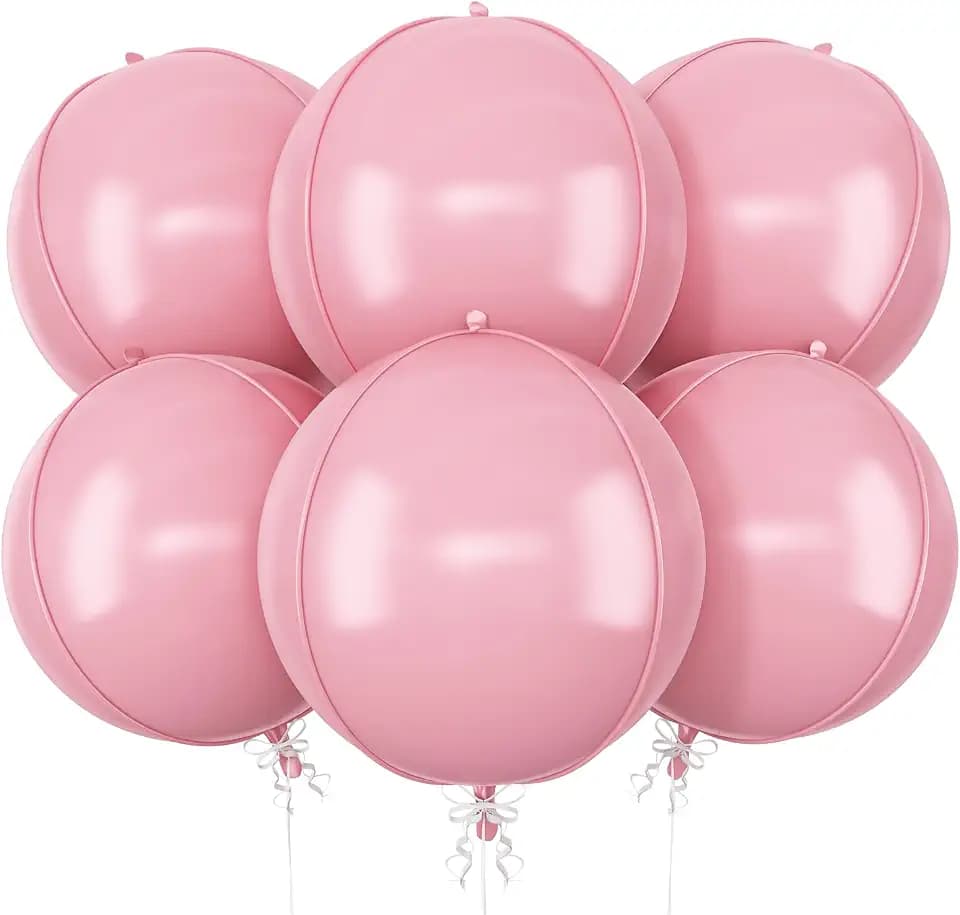 Pastel Pink Round Foil Balloons Birthday Prom Decor 22 Inch 6 Pcs