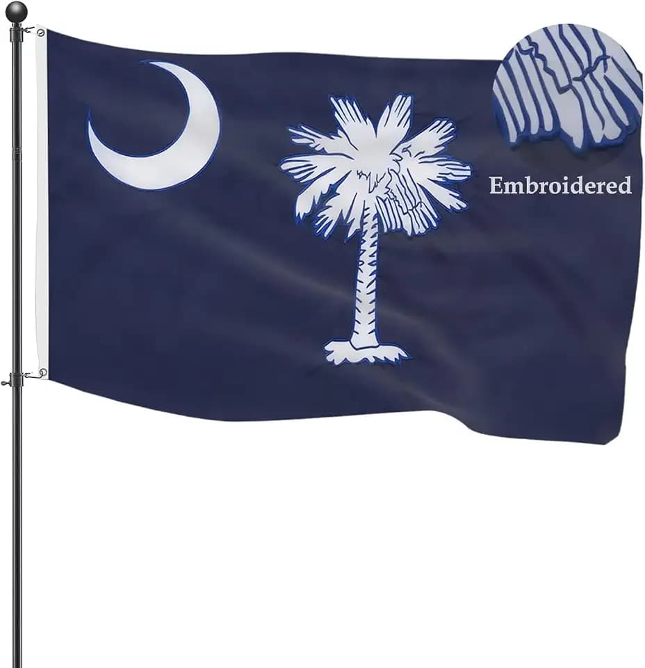 TOPFLAGS South Carolina Flag 4x6 Outdoor SC State Flags Embroidered Palmetto Tree & Crescent Flag Heavy Duty Sewn Stripes with 2 Brass Grommets