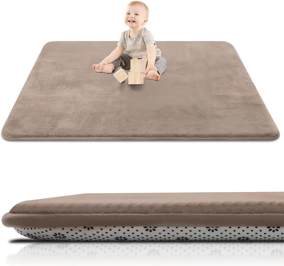 SEPARO Thick Baby Play Mat for Floor,50x50 Playpen Mat,Safe,Non-Slip,Brown