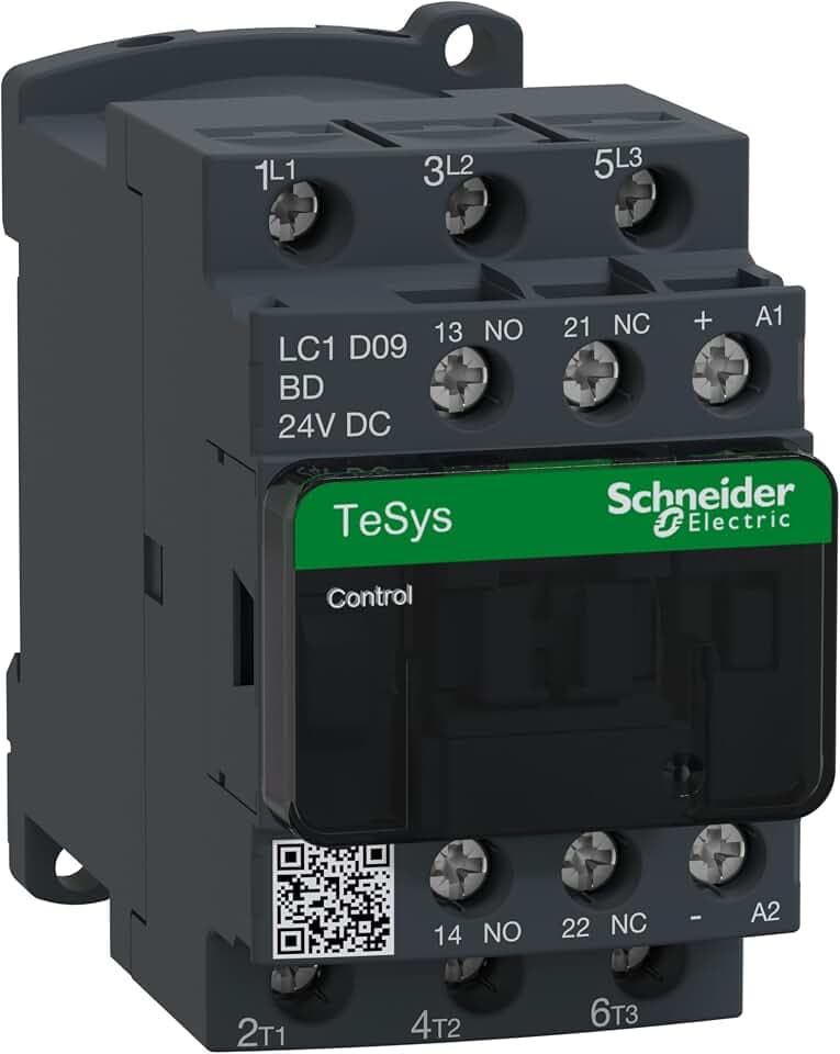 Schneider Electric TeSys Control Leistungsschütz, 3-polig+1S+1Ö, 4kW,400V AC3, 9A, Spule 24V DC, dunkelgrau, Artikelnummer LC1D09BD
