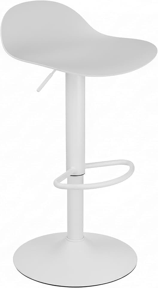 Baroni Home Barhocker mit Verstellbarer Höhe, Barstuhl mit kratzfester Boden und Fußablage, Tresenhocker für Küche, Restaurant und Bar, 41x40x64-86 cm, 1 Stück, Weiß
