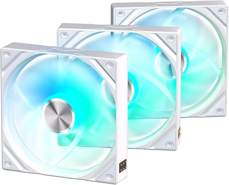 TRYX ROTA SL ARGB White 120mm Case Fan 3in1 Pogo-Pin Connection with Magnetic Cable Gen2 ARGB Light Quiet PC Case Fan