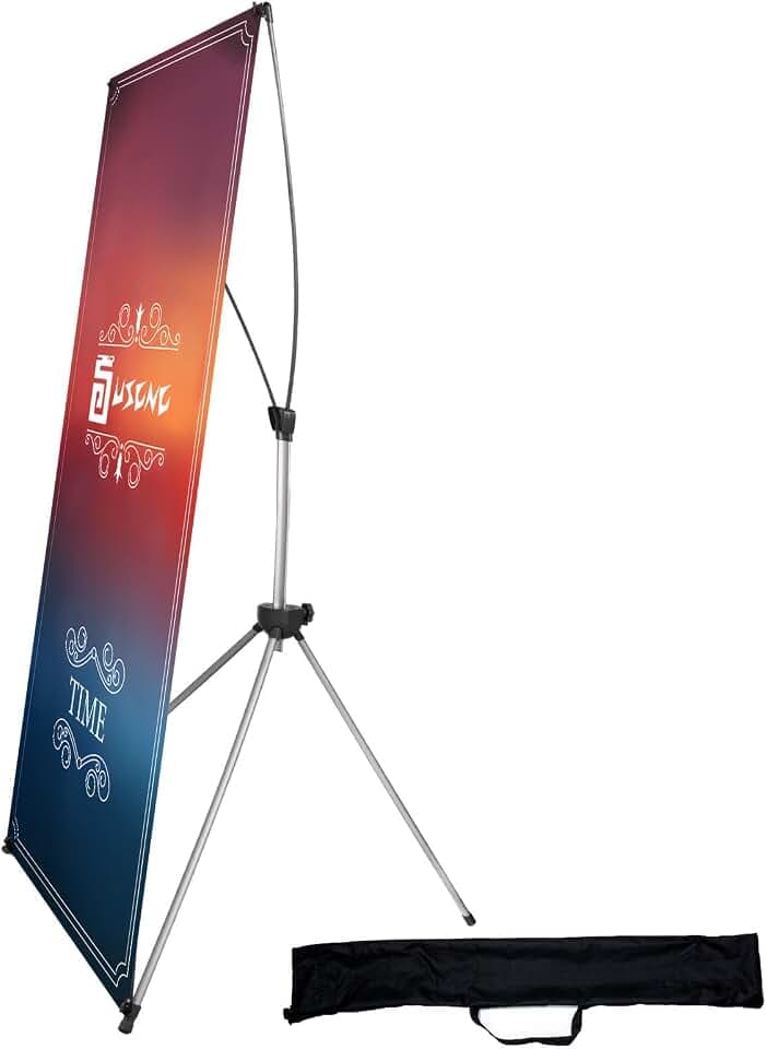 USCNC X Banner Stand Adjustable Fit Banner 23 x 63 to 32 x 78 Inch(STAND ONLY), Portable Travel Bag,Bigger,MoreAdaptableAdvertising,Stores, Tradeshow,Restaurant,Event,Birthday& Party (1 Pack)