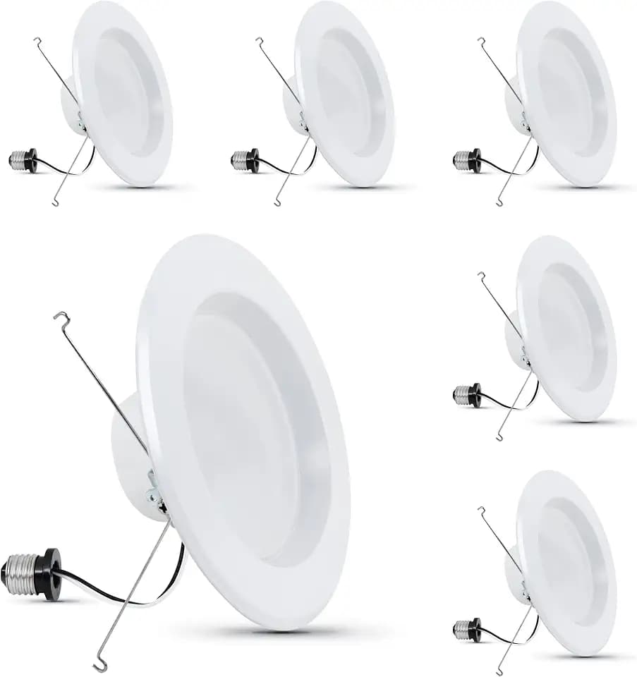 Feit Electric 5 Inch or 6 Inch LED Recessed Lighting Retrofit Downlights, 120 Watt Equivalent High Output, 2000 Lumen, 3000K Bright White, Dimmable, 6 Pack, LEDR56XHO/930CA/6