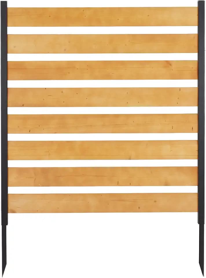 Privacy Fence Panels for Outside No Dig Fence Screen Garden Fence Wooden Air Conditioner Fence Panels for Outdoor Yard Trash Cans, AC, Compost Bin(48" W x 48" H-Horizontal-1 Panels Wood+Metal)