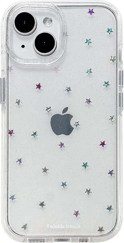 Compatible with iPhone 14/iPhone 13 Case Clear Cute Colorful Glitte Shiny Stars Aesthetic Design for Women Teen Girls Sparkle Sparkly Cute Phone Protective Cover-Clear