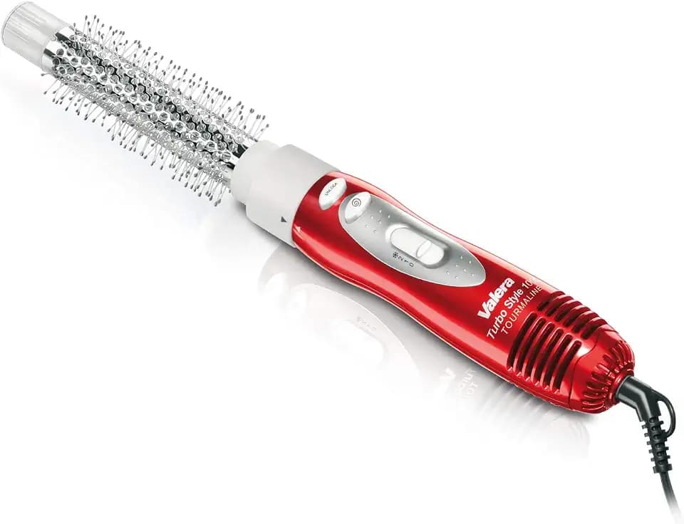 Valera Turbo Style 1000 Tourmaline 603.01B Warmluft-Styler, mit zwei Bürsten und einer Föhndüse, 1000 Watt, Farbe Rot