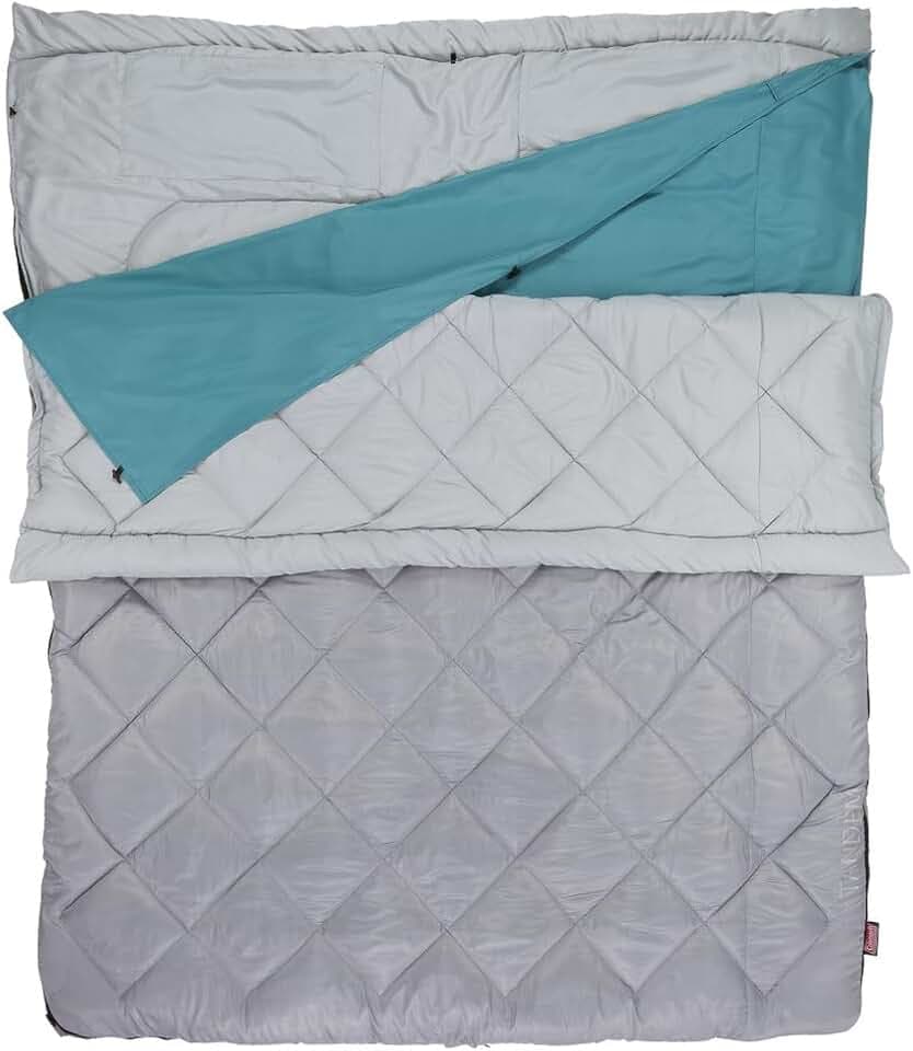 Coleman 45°F Double Sleeping Bag, XL Tandem Sleep Sack with Big & Tall Design, Zips Apart into 2 Sleeping Bags, Machine Washable