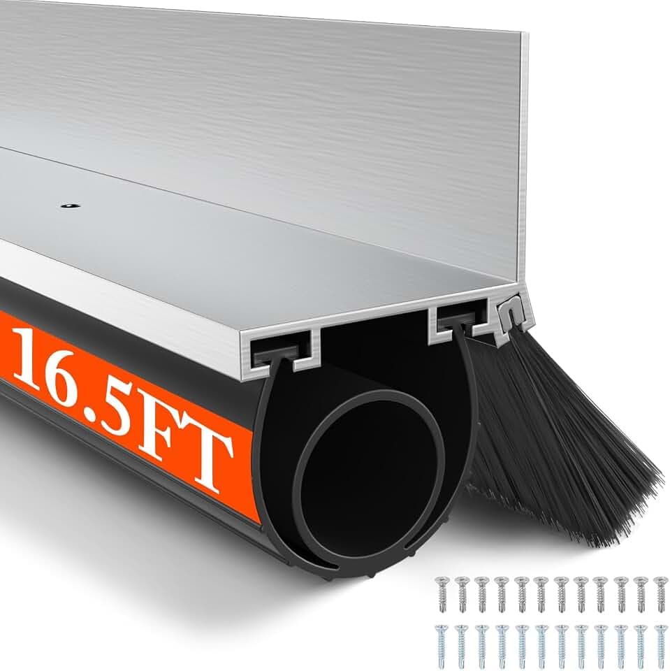 Garage Door Seal Kit, 16.5FT EPDM U+O Bottom Seal with Track