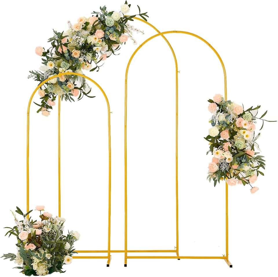 3PCS Metal Wedding Arch Backdrop Stand 6.6/5.9/4.9FT Balloon Arch Stand
