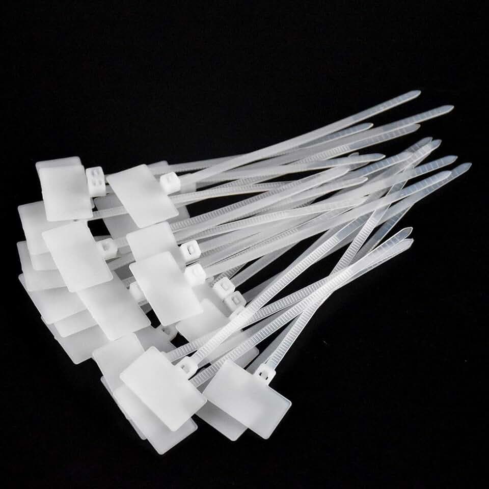 200 Stück Kabelbeschriftung Clips Set, Kabelbinder Weiß für Kabelmanagement, Kabelmarkierung und Organisation im Büro, Auto und auf Reisen, Beschriftbare Kabelhalterungen für PC Drähte