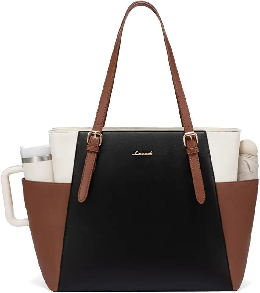 LOVEVOOK Laptop Tote Bag for Women,Leather Work Computer Briefcase Bag