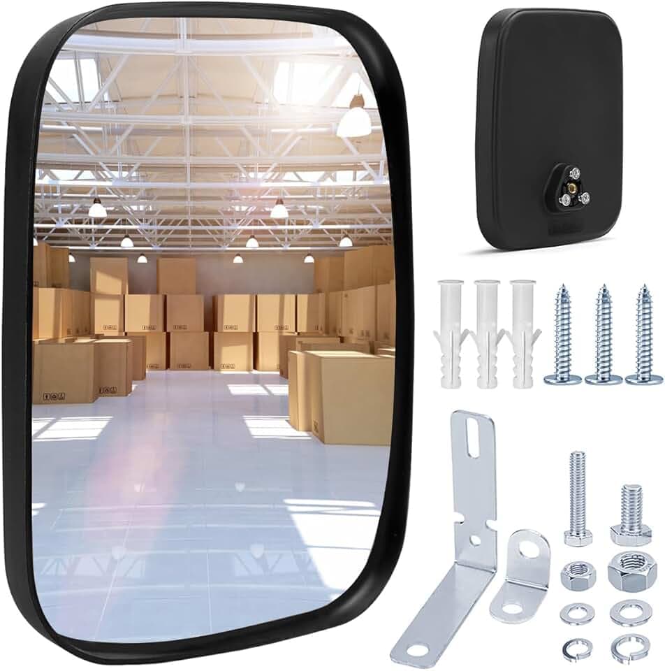 Verkehrsspiegel für Ausfahrten Weitwinkel Verstellbarer Konvexspiege Verkehrssicherheit 19 x 16 cm Traffic Mirror Innen Außen gewölbter Spiegel für Ausfahrten Garage Krankenhaus Parkplatz
