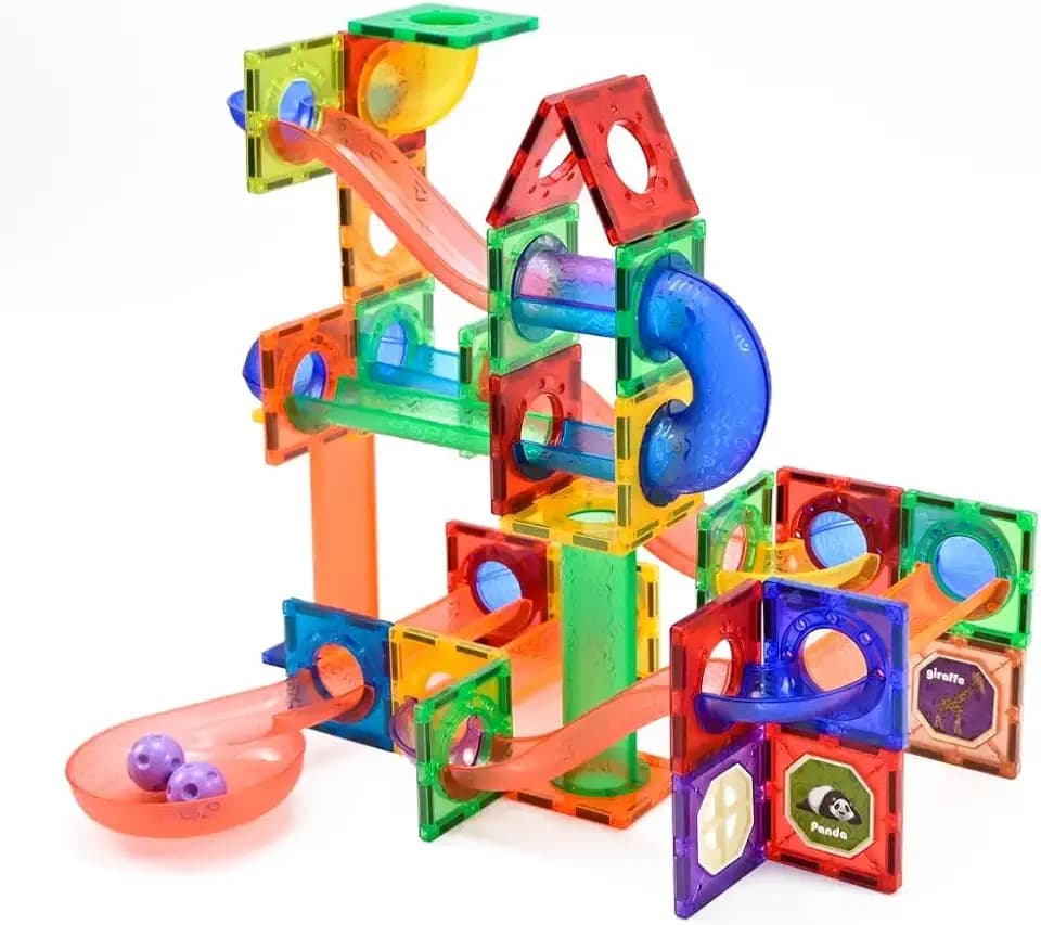 Wonder Toys Laufball, 100 Teile, Set aus magnetischen Bausteinen und Bausteinen – Lernspielzeug für Kinder, Mädchen und Jungen 3-7 Jahre – Bauspiele