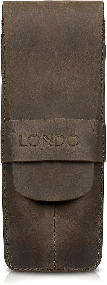Londo Echtleder Stift- und Bleistiftetui mit Umklapp-Flap, Schreibwaren Tasche – Zwei Fächer