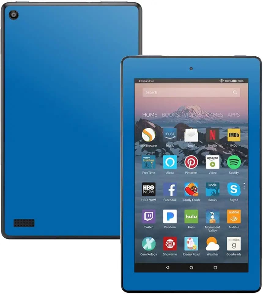 MightySkins Skin Compatible with Amazon Kindle Fire 7 (2017) - Solid Blue | Protective, Durable, and Unique Vinyl Decal wrap Cover | Easy to Apply, Remove, and Change Styles | Made in The USA