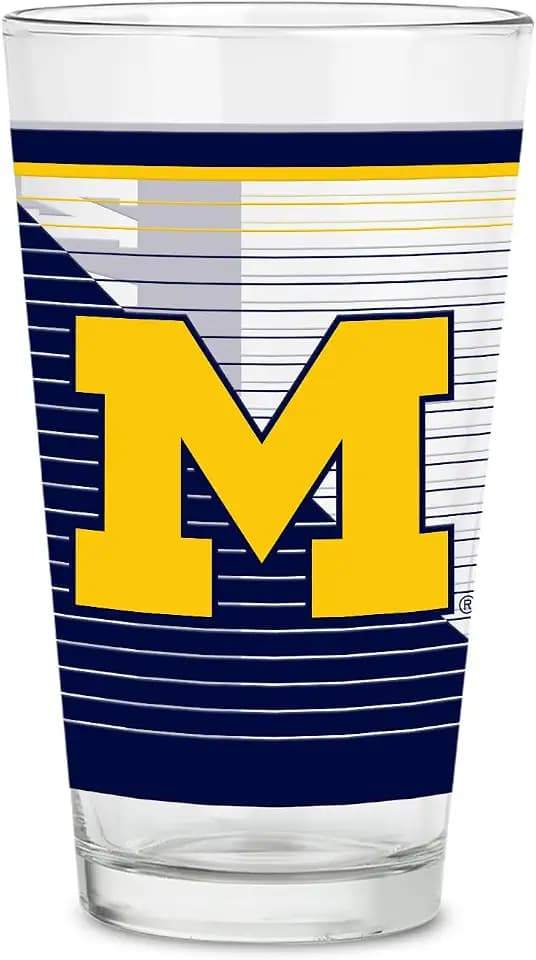 Rico Industries NCAA M-X Schools Standard 16 oz Pint Glasses with Digitally Printed Logo, Classic Drinking Glass