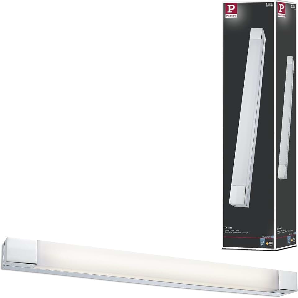 Paulmann 79715 LED Deckenleuchte Spiegelleuchte Quasar incl. 1x10,5 Watt IP44 Deckenlampe Chrom, Weiß Wohnzimmerlampe Metall, Acryl Flurlampe 3000 K