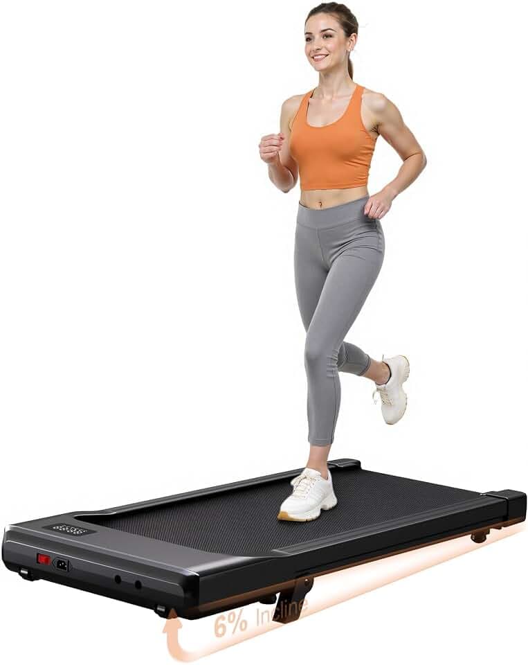 Superun Under Desk Walking Pad with 6% Incline, 3 in 1 Portable Treadmill