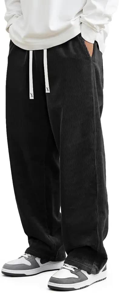 JMIERR Mens Corduroy Pants Wide Leg Baggy Sweatpants