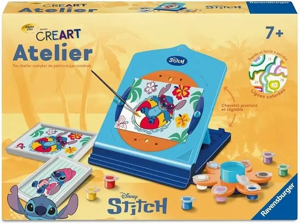 Ravensburger — CreArt Atelier Stitch — Zahlenbild für Kinder ab 7 Jahren — 2 Gemälde — nachfüllbare Staffelei — 12023122