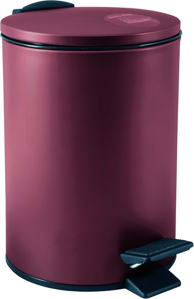 Spirella Adelar 3L Treteimer – Modernes Design – 16,8 x 16,8 x 25 cm – Burgunderrot – Geruchsdichter Deckel – Ideal für Küche und Bad – Strapazierfähiges Material