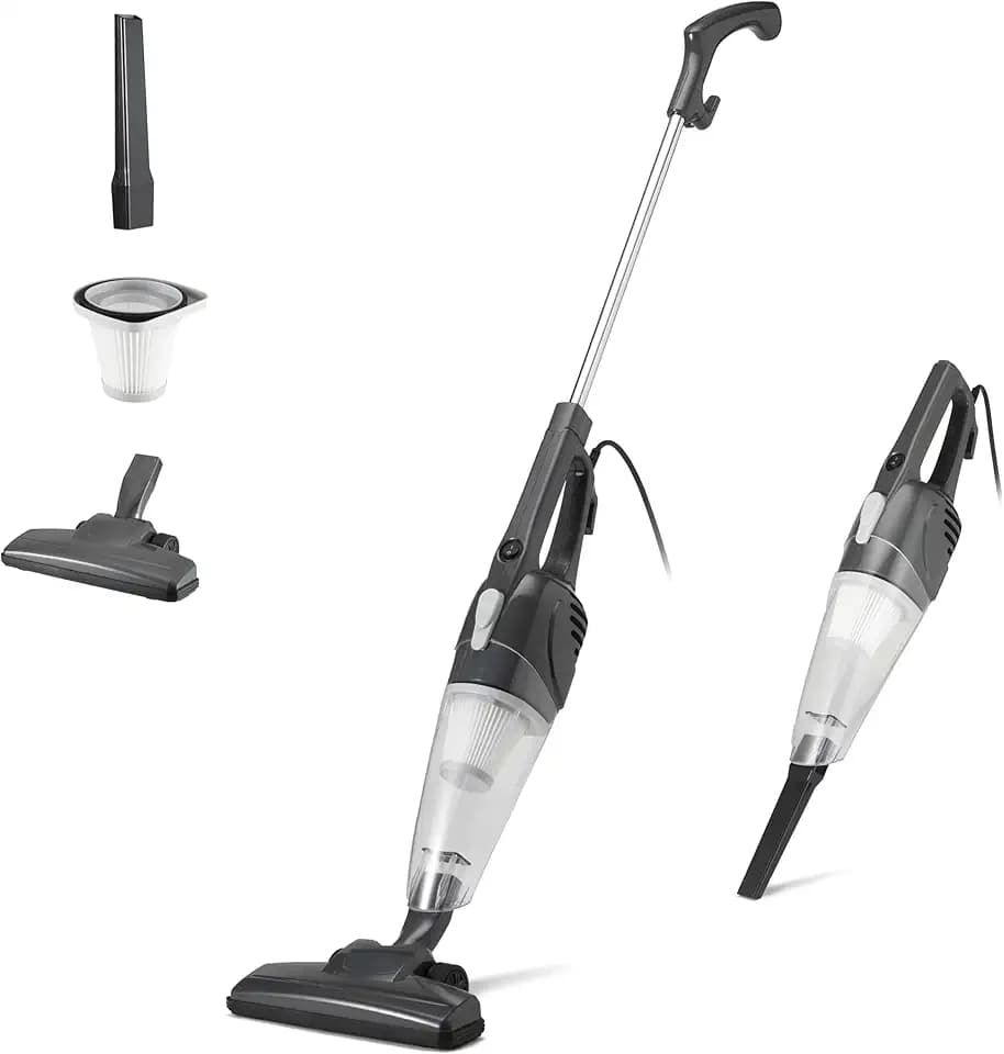 Amazon Basics Stielstaubsauger, 2-in-1-Gerät mit Kabel, ECO-Motor, Austauschbar Filter, geringes Gewicht, Schwarz