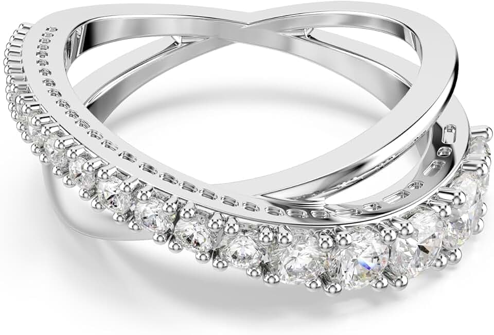 Swarovski Hyperbola Kollektion Ring, Gemischte Schliffe, Weiß, Silberfarbenes Finish