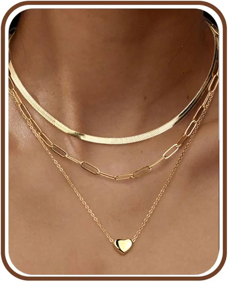 Adramata 3Pcs Gold Kette für Damen Wasserfester Edelstahl Ketten Anhänger | Verstellbar 14K Vergoldet Halsketten Damen,Stapelbare Ketten Set,Goldkette Silberkette Damen Modeschmuck