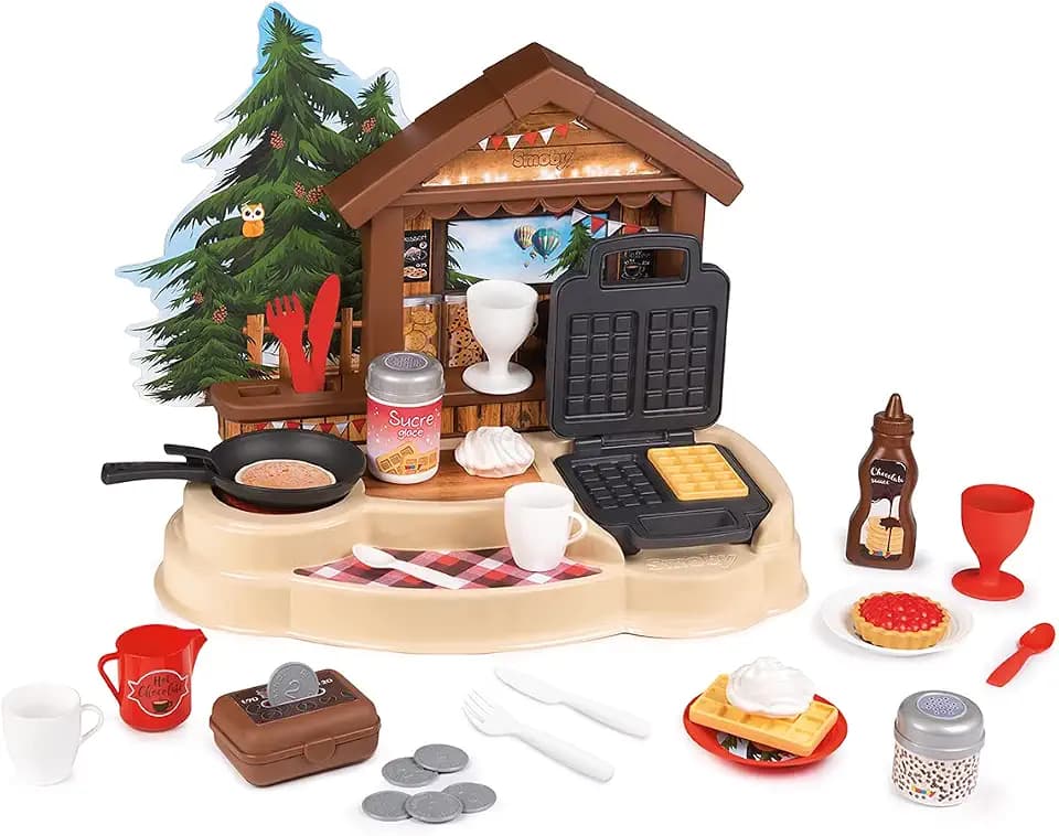 Smoby - Spielküche Gourmand Chalet Hüttenzauber - mit Waffeleisen, Herdplatte und viel Zubehör, für Jungen und Mädchen ab 3 Jahren